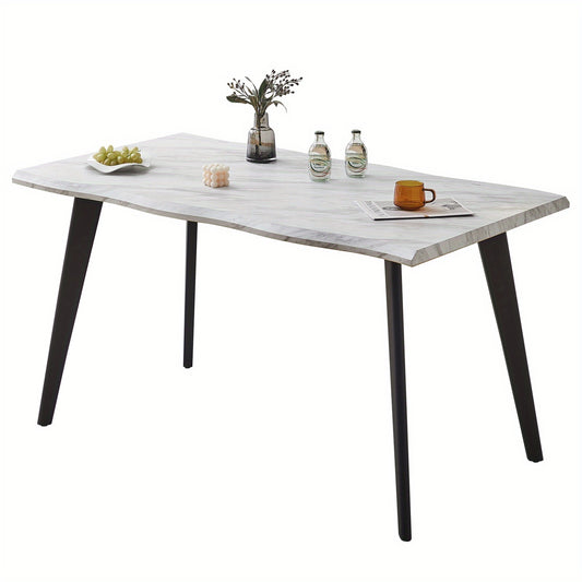 Moderne Eettafel – Eetkamertafel – Tafel – Dinertafel – Keukentafel – 140x80x75 cm – Ruimtebesparend – Goudkleurige Metalen Poten & Gefineerd Houten Blad