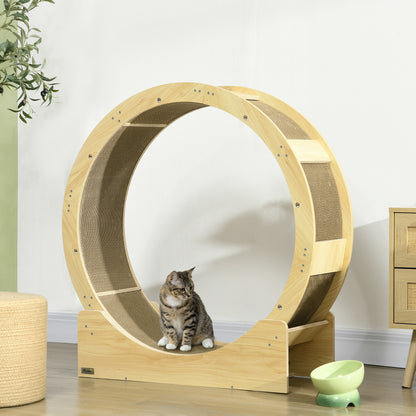 Kattenloopwiel – Kattenrad – Kattenrader – Kattenwiel – Kattenfitness – Natuurlijk houten ontwerp – Ingebouwde veiligheidsrem en krabmat