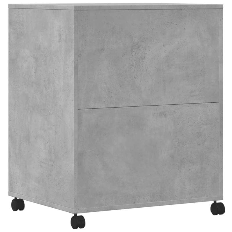 Heavy-Duty Concrete Gray Wood Printer Stand with Storage Shelves & Rollers - Mobile Office Floor Organizer, Sturdy Portable Design with Adhesive Pads, Space-Saving Multi-Tier Shelving for Printer, Paper Storage & Supplies, Mo