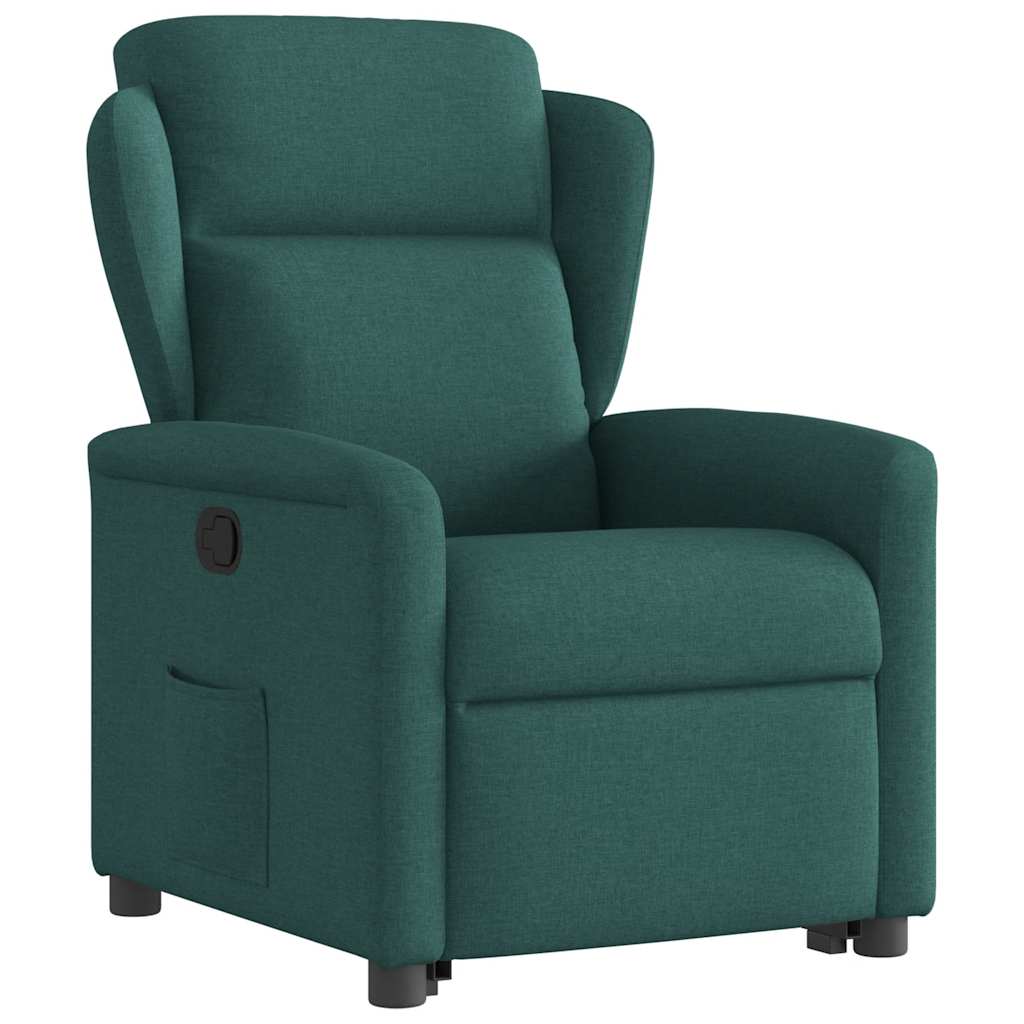 Relaxstoel – Sta-opstoel – Elektrische Fauteuil – Verstelbare Stoel – Seniorentoel – Handmatig Verstelbaar – Elektrische Opsta-hulp – Donkergroene Bekleding