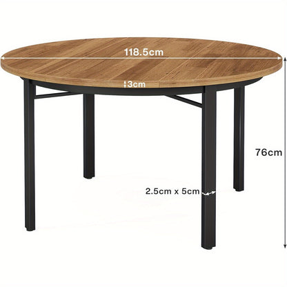 Ronde Eettafel – Eetkamertafel – Keukentafel – Tafel Rond – Ontbijttafel – 118,5 cm – Krastbestendig MDF Blad Met Metalen Poten