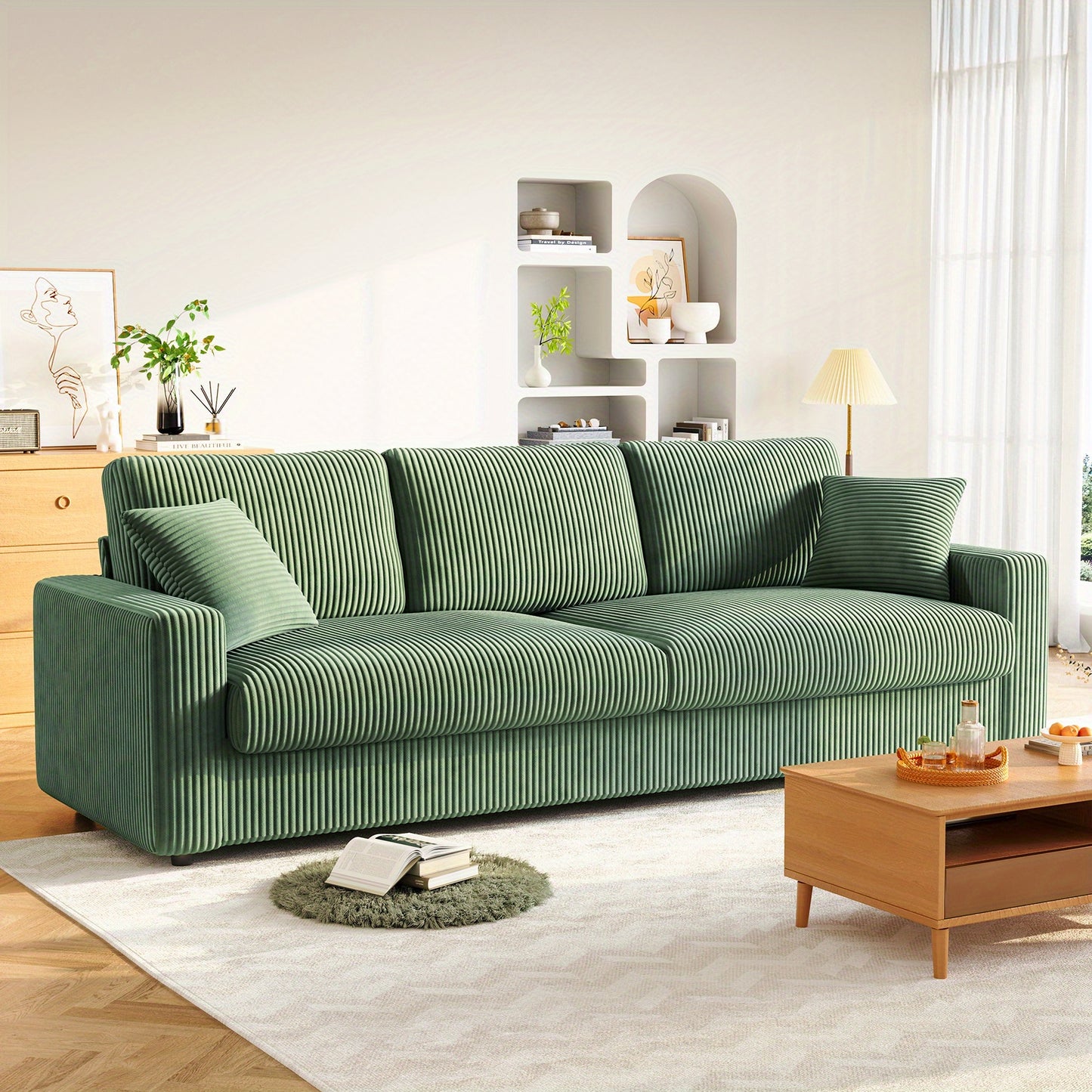 4-zits bank – hoekbank – zithoek – loungebank – tweezits bank – corduroy stof – extra breed 256 cm – verhoogde poten voor makkelijk schoonmaken