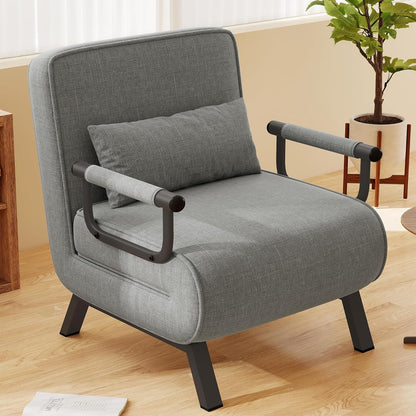 Fauteuilbed – Slaapbank – Logeerbed – Relaxfauteuil – Verstelbare Rugleuning – 150 kg Draagvermogen – Linnenstof Met Metalen Frame - QUORE