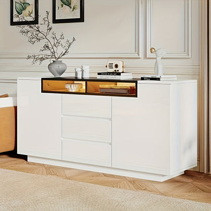 Opbergkast – Opbergmeubel – Kast – Dressoir – Wit – Bamboe Materiaal – Groot Opbergruimte – 140x60x48 cm