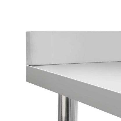 Werktafel Keuken – RVS Werkbank – Inklapbare Tafel – Werkblad Horeca – Werkbank Met Opbergruimte – 120x60x93 cm – Roestvrij Staal – Verhoogde Achterwand – Dubbellaagse Plank