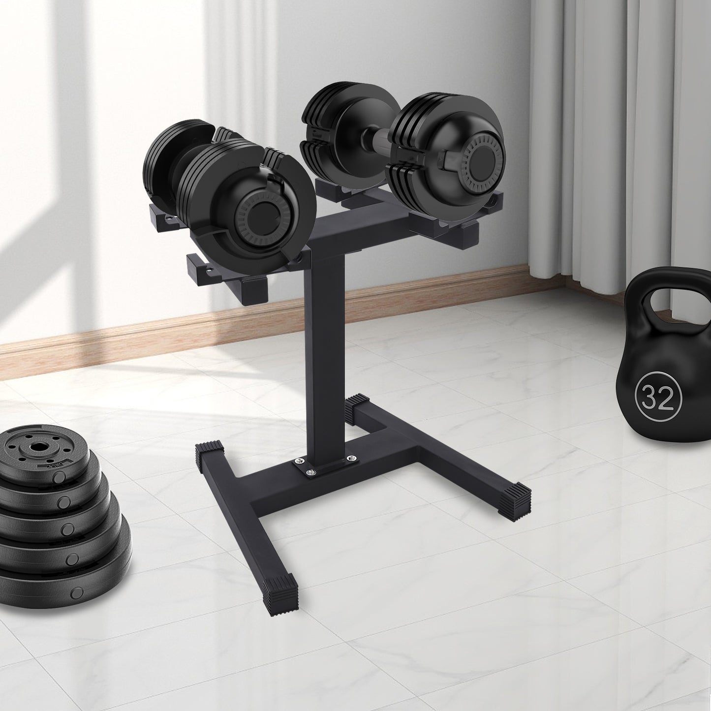 Halterrek – Gewichtenrek – Dumbbellrek – Halterstandaard – Gewichtshouder – Staal – Belastbaar tot 136 kg – Compact en Stabiel
