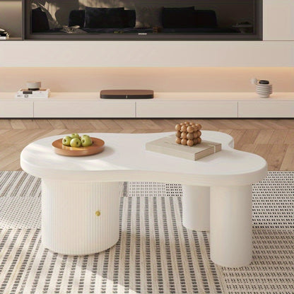 Salontafel – Koffietafel – Bijzettafel – Woonkamertafel – Hoektafel – Asymmetrisch Modern Design – Stevig MDF Met Opbergruimte – Wit Zwart Space-Saving