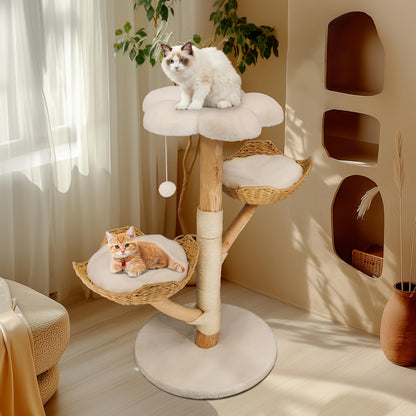 Krabpaal – Kattenkrabpaal – Kattenboom – Krabmeubel – Krabton – 111 cm Hoog – Stevige Basis 60 cm Diameter – Duurzaam Sisal en Hout