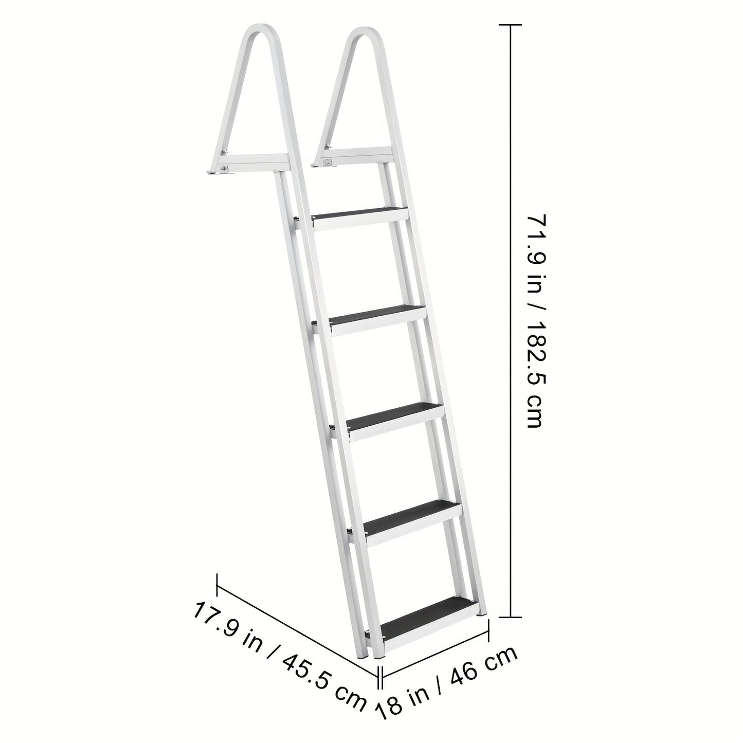 Bootladder – Badladder – Zwemtrap – Instapladder – Afneembare Ladder – 5 Treden – Hoogwaardig Aluminium – Maximaal Draagvermogen 159 kg
