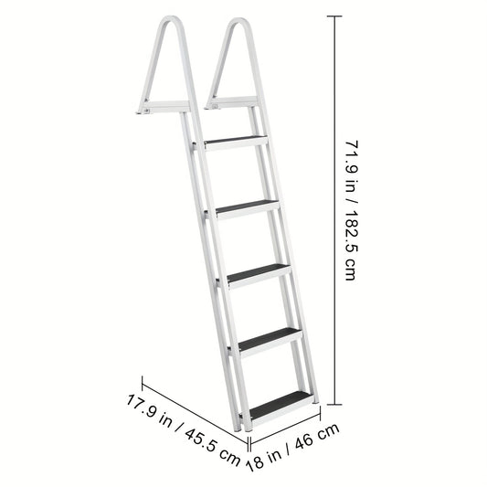 Bootladder – Badladder – Zwemtrap – Instapladder – Afneembare Ladder – 5 Treden – Hoogwaardig Aluminium – Maximaal Draagvermogen 159 kg
