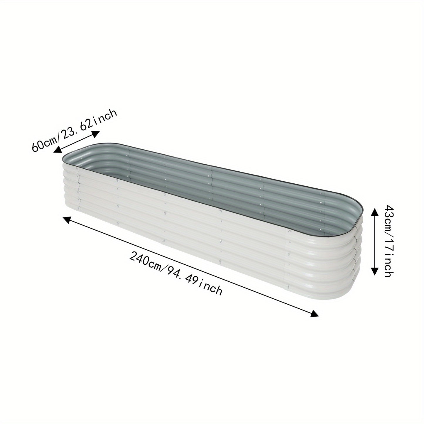 Hoogtebakje – Verhoogde Plantenbak – Moestuinbak – Bloemenbak – Tuinbak – Aluminium-zink Gecoat Staal – Grote Afmeting 240x60x43 cm