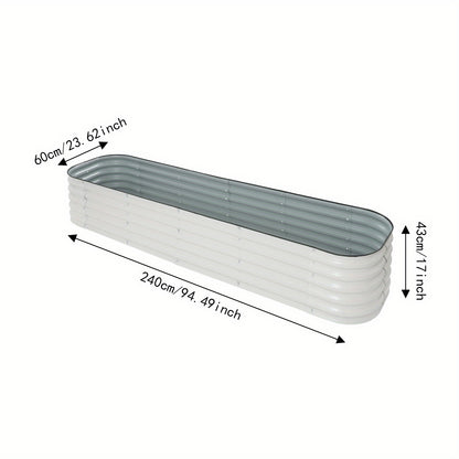 Hoogtebakje – Verhoogde Plantenbak – Moestuinbak – Bloemenbak – Tuinbak – Aluminium-zink Gecoat Staal – Grote Afmeting 240x60x43 cm