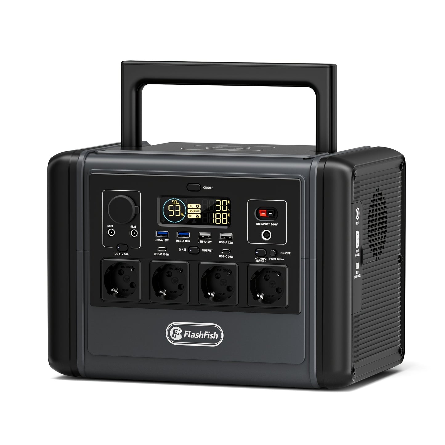 Draagbare Stroomgenerator – Powerstation – Noodstroomvoorziening – Accu Generator – Outdoor Generator – 768Wh Capaciteit – 1200W Vermogen – Draadloos Opladen – Zonne-energie Ondersteuning