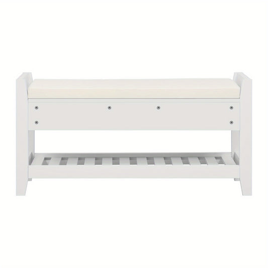 Schoenenbank – Schoenenrek – Zitbank – Opbergbank – Schoenenkast – Modern Wit Design – Gestoffeerd Zitvlak – MDF Hout Stabiel