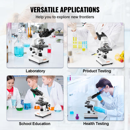 Microscoop – Binoculair – Laboratoriummicroscoop – Biologische Microscoop – Compound Microscoop – 40x-2500x Vergroting – Tweelaags Mechanisch Preparaattafeltje