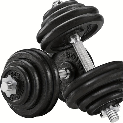 Verstelbare Halters – Dumbbells – Gewichtheffers – Krachttraining Gewichten – Freeweights – Set Van 2 X 30 Kg Gietijzer – Stalen Grip – Compact Voor Thuissport