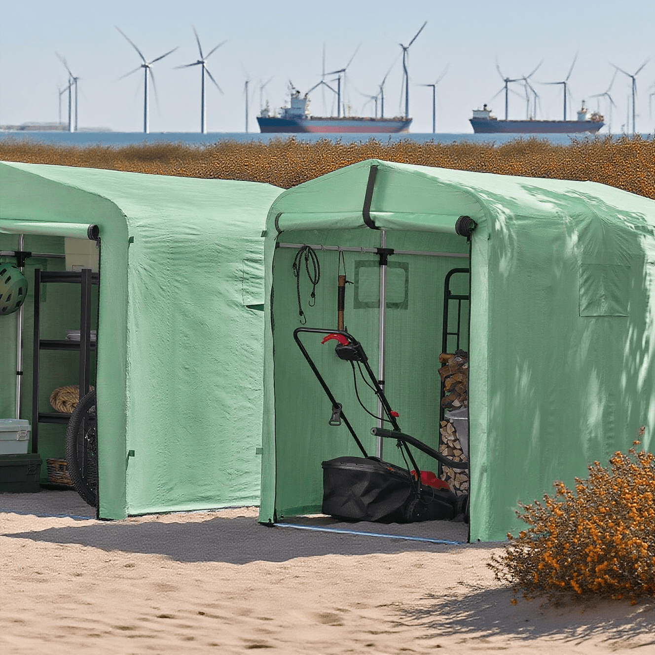 Fietsenstalling – Fietsenhok – Bike Shelter – Fietsenberging – Tuinhuisje – Weerbestendig Aluminium Frame – UV-Bestendig PE-Doek 120x163x176 cm Groen