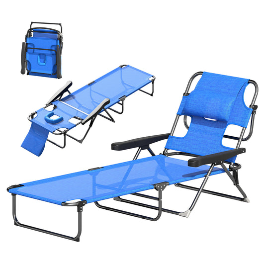 Vouwbare Tuinstoel – Ligstoel – Strandstoel – Tuinbankje – Lounge Stoel – Donkerblauw Zwart – Weerbestendig PVC – 194 cm Lang