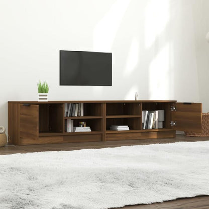 Tv-meubelen 2 st 80x35x36.5cm bewerkt hout bruin eikenkleur This TV stand is a convenient place to store various items, keeping your furniture neatly organized. Made of high-quality wood, the cabinet is strong and stable., Me