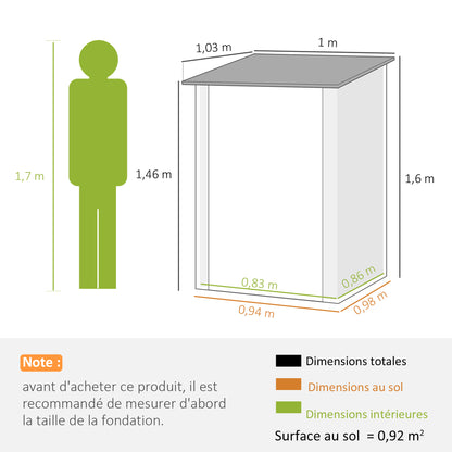Tuinkast – Tuinschuur – Opslagruimte – Buitenberging – Tuinhok – Compacte 1m² Opbergruimte – Weerbestendig Gegolfd Staal – Afsluitbare Deur Chestnut
