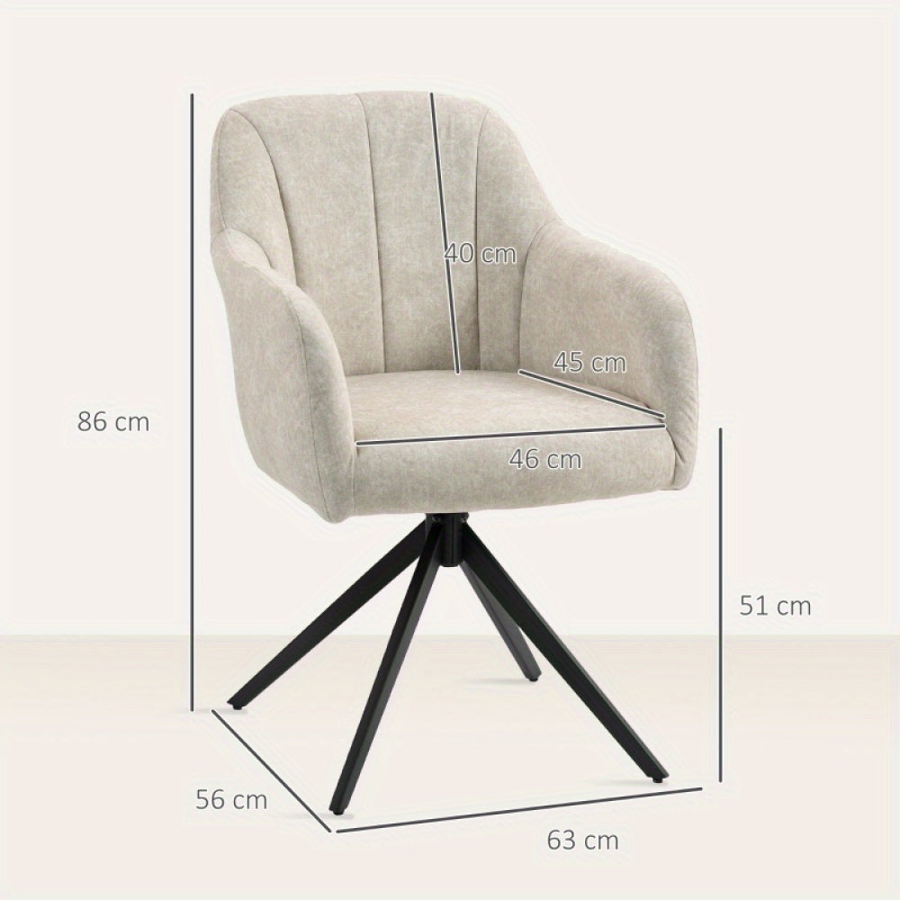 Draaibare Loungestoel – Fauteuil – Relaxstoel – Zithoekstoel – Loungefauteuil – Lichtbruine Pluche Bekleding – 360° Draaibaar Met Metalen Poot
