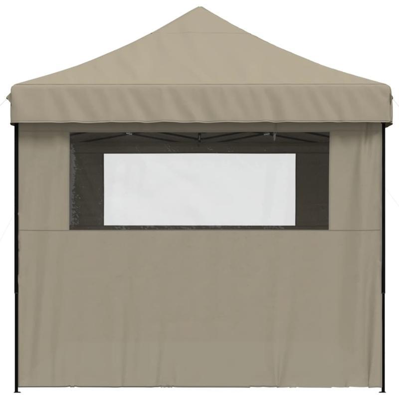 Partytent – Opvouwbare Tent – Vouwtent – Feesttent – Pop-up Tent – Taupe – 4 Zijwanden – Snel Op te Zetten