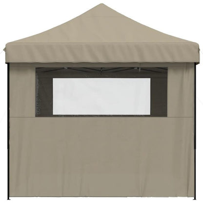 Partytent – Opvouwbare Tent – Vouwtent – Feesttent – Pop-up Tent – Taupe – 4 Zijwanden – Snel Op te Zetten