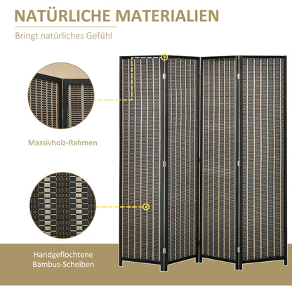 Kamerverdeler – Ruimteverdeler – Scheidingswand – Scherm – Opvouwbaar – Bruin – Duurzaam Dennenhout & Bamboe – 180 x 180 cm – Eenvoudig Opbergen