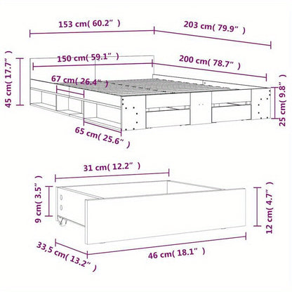3-Laags Bedframe – Stapelbed – Hoogslaper – Slaapbank – Opbergbed – Houten Constructie – 150x200 cm – Duurzaam & Verwijderbaar – Rovere  Marrone