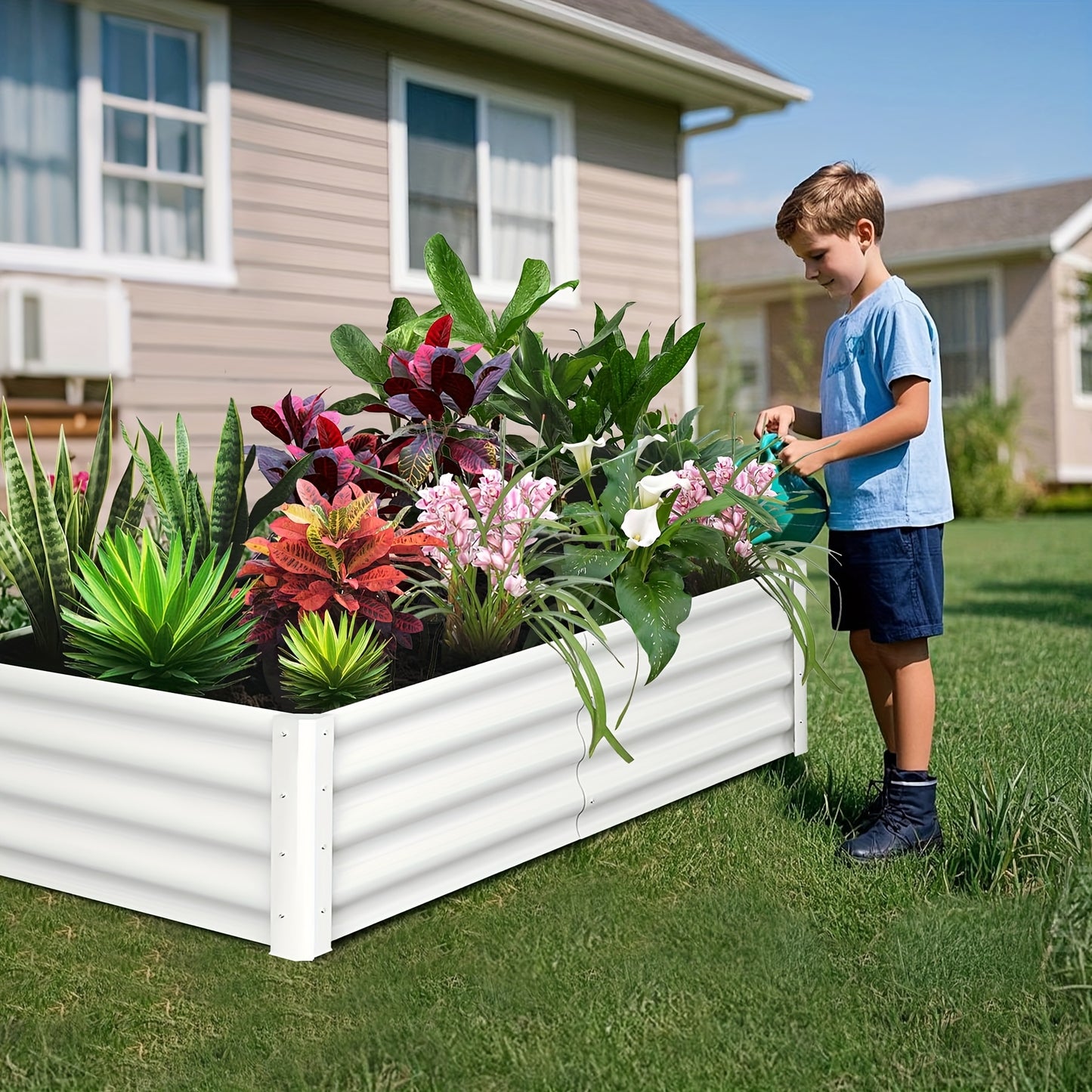 Verhoogde Plantenbak – Moestuinbak – Tuinbak – Plantbak – Bloembak – Gegalvaniseerd Staal – Groot Formaat 182x91x61 cm – Weerbestendig & Open Bodem Design