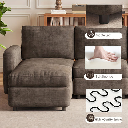 Modulaire Bank – Hoekbank – Zitzetel – Slaapbank – Chaise Longue – Grijs – Opbergruimte – Verstelbare Opstelling – Comfortabele Grote Zitplaats – Eenvoudige Montage