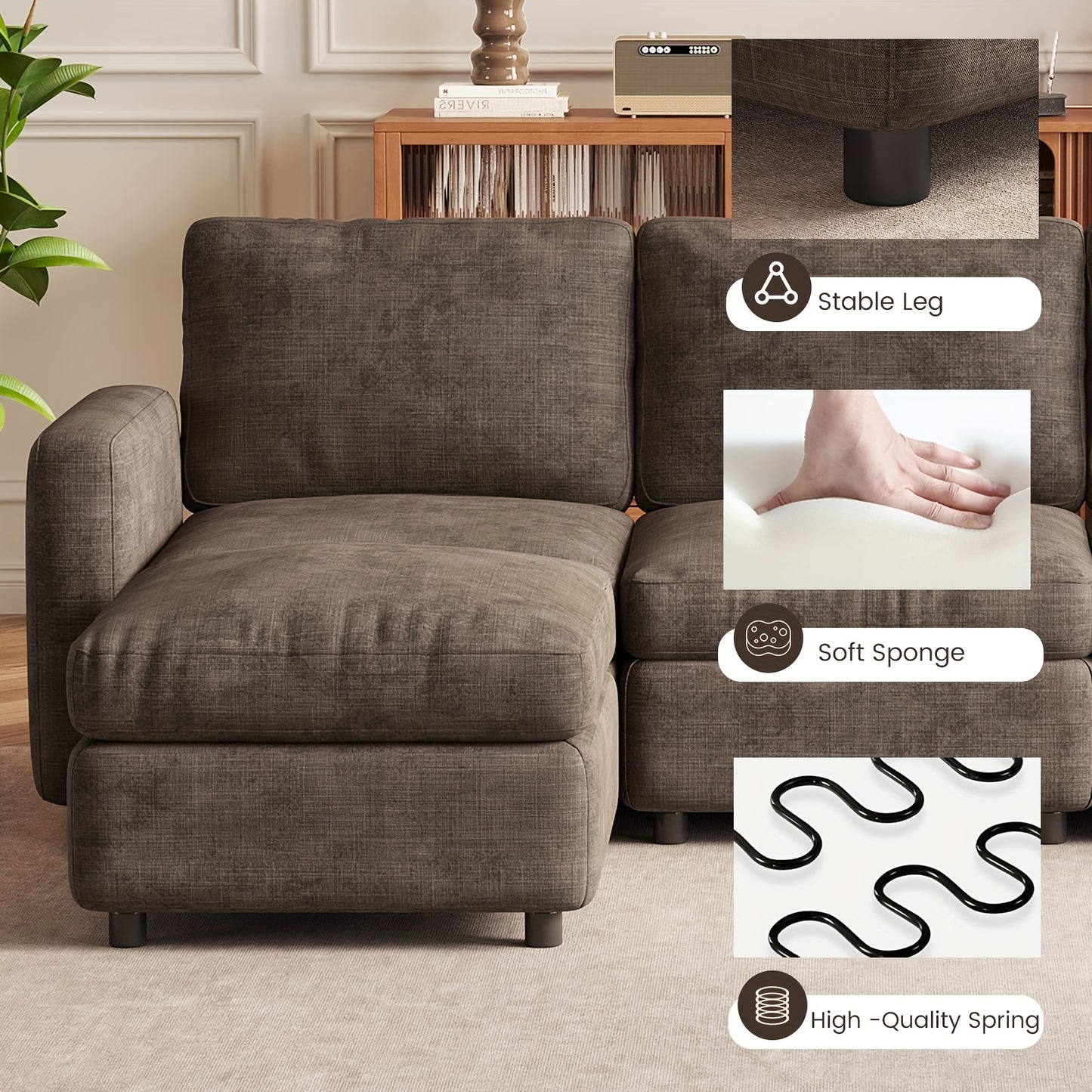 Moderne Modulaire Hoekbank – Loungebank – Slaapbank – Sofa – Zitbank – Met Opbergruimte – Oversized U-Vorm – Duurzaam Niet-Houten Frame