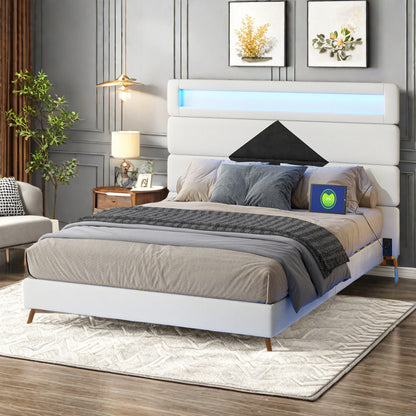 Verstelbaar Bed – Tweepersoonsbed – Opbergbed – Led Verlichting Bed – Bedframe Met Lattenbodem – Velours Hoofdeinde – Usb- en Type-C Poorten – 160x200 cm