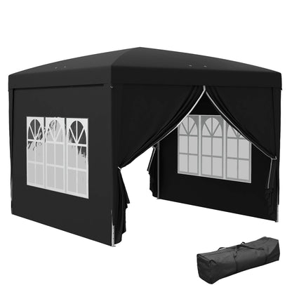 Outsunny Canopy Tent Pop-Up Folding 3 X 3M 4 Removable Walls + Black Carry Bag