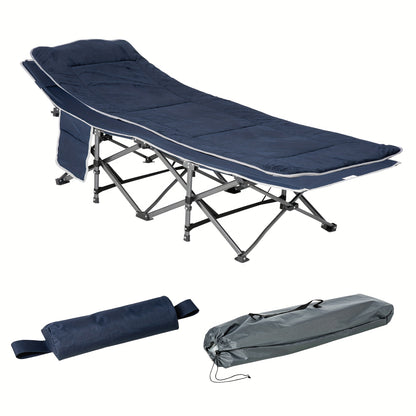 Campingbed – Reisbed – Opvouwbaar Bedje – Campingbedje Baby – Tentbed – Stevig Metalen Frame – Draagkracht 150 kg – Inclusief Matras En Kussen – Donkerblauw 188x64,5x53 cm