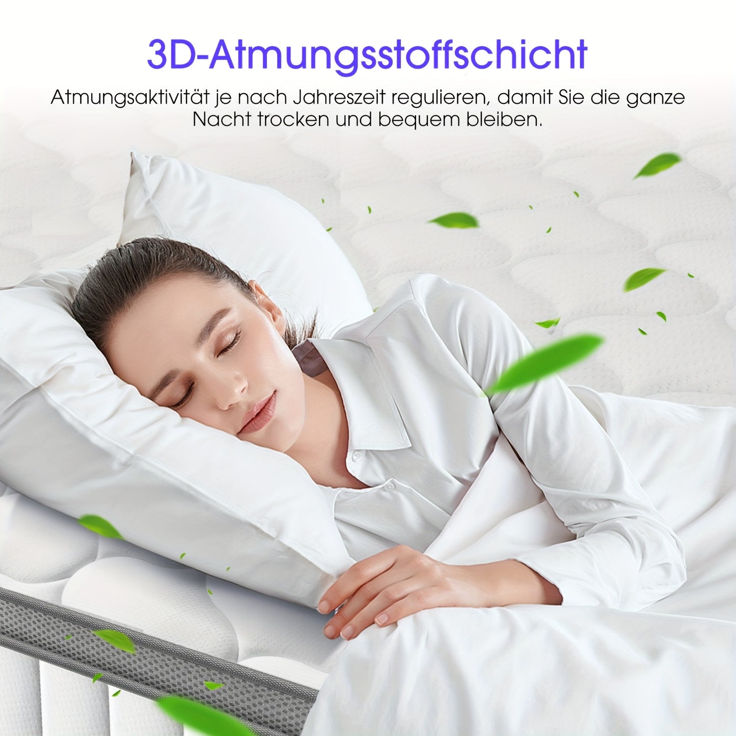 Pocketveringmatras – Binnenveringmatras – Matras 90x190 – Ergonomisch Matras – Veermatras – 7-Zones Ergonomische Ondersteuning – Ademend Katoenen Hoes – Hoogte 25 cm – Medium Stevig (H3)