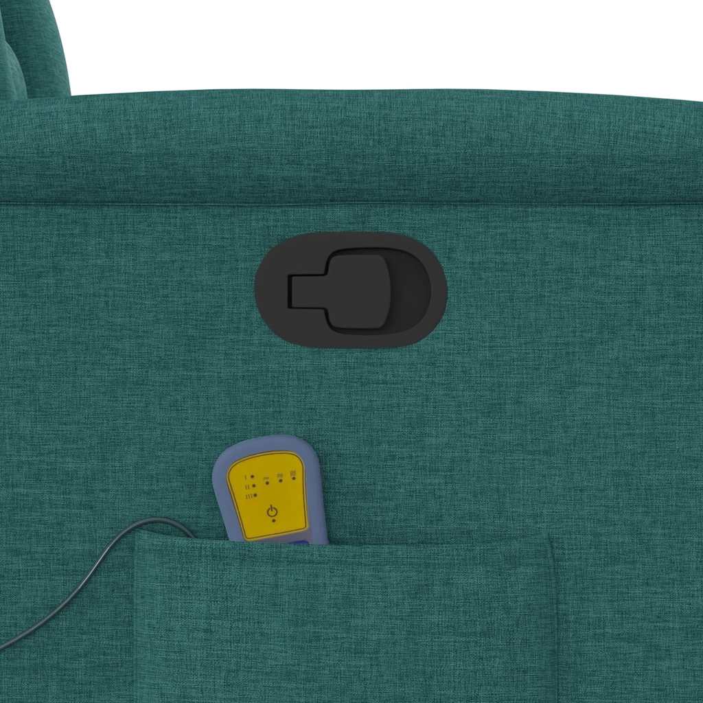 Massagestoel – Massagefauteuil – Ergonomische Stoel – Relaxstoel – Verstelbare Stoel – Donkergroen Stof – 6-Punts Vibratiemassage – Handmatig Verstelbaar tot 135°