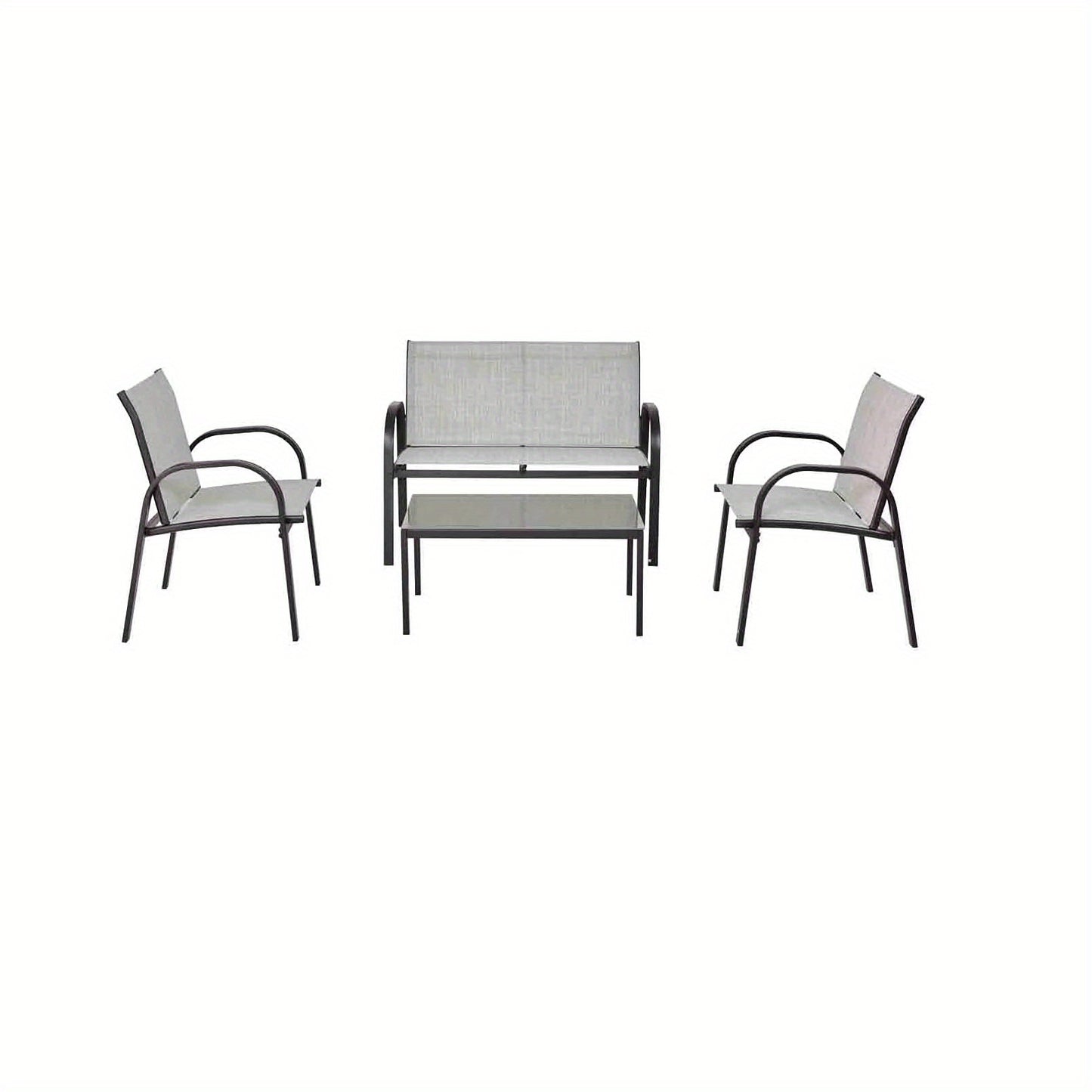 Tuinmeubelen – Loungeset – Zitgroep – Balkonset – Loungeset Balkon – Weerbestendig Stalen Frame – Ademend Waterafstotend Stof – Inclusief Glazen Koffietafel