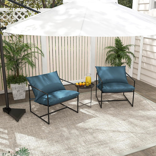 Fauteuil Set – Zithoek Stoelen – Relaxfauteuil – Losse Stoelen – Woonkamer Meubels – Metalen Frame – Afneembare Sponskussens