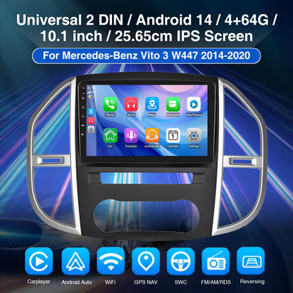 Android Autoradio – Multimedia Systeem – Car Stereo – Navigatieunit – Touchscreen Radio – 10,1 Inch HD IPS Scherm – Wireless CarPlay & Android Auto – Inclusief AHD Achteruitrijcamera