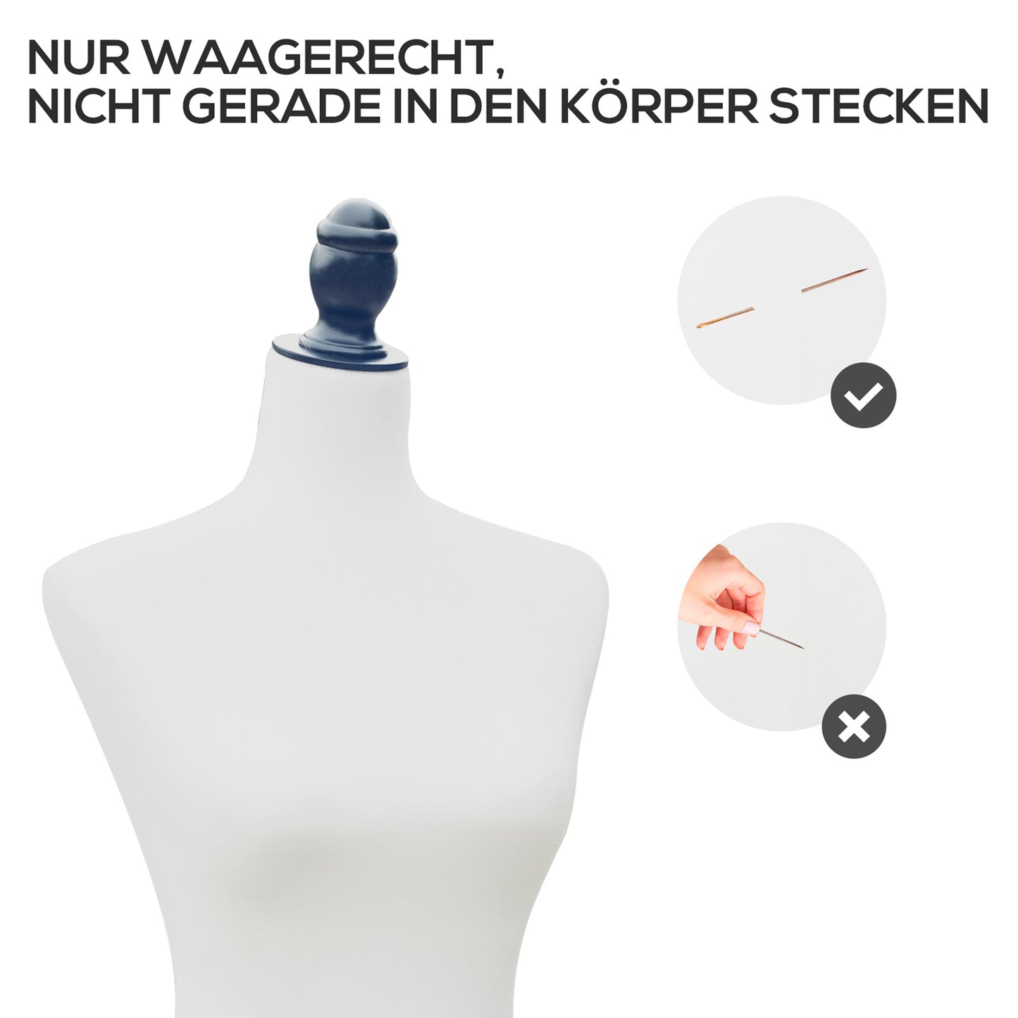 Mannequin Torso – Paspop – Kleding Dummy – Etalagepop – Dress Form – Verstelbare Hoogte 130-168 cm – Stabiele Driepoot Houten Basis – Wit