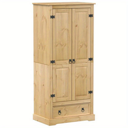 Kledingkast – Garderobekast – Opbergkast – Kleerkast – Kast – Massief Dennenhout – Compact 76x50x170 cm