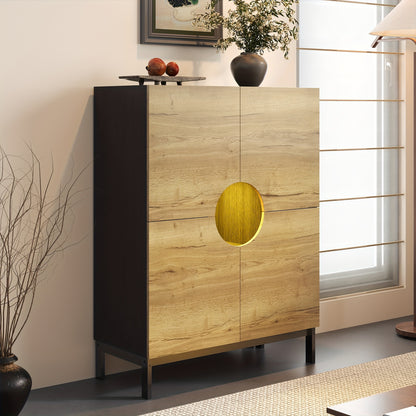 Modern Two-in-One Shoe Cabinet & Display Cabinet with Adjustable Shelves - Wide 40cm Metal Frame Entryway Storage Furniture, Spacious Large Shoe Organizer with Solid Wood-Like Legs, Contemporary Hallway Cabinet for Home/Offic