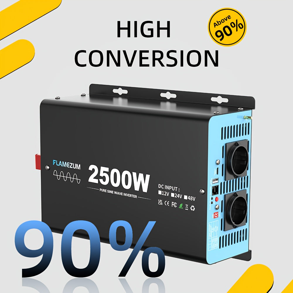 2500W Power Inverter – Spanningsomzetter – Omvormer – Stroomomzetter – 12V Naar 230V Converter – Pure Sinusgolf – Dubbele Europese Stopcontacten – Overbelasting en Kortsluitbeveiliging – Aluminium Behuizing en Hoge Efficiëntie