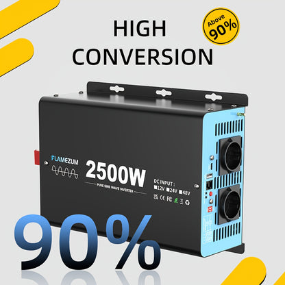 2500W Power Inverter – Spanningsomzetter – Omvormer – Stroomomzetter – 12V Naar 230V Converter – Pure Sinusgolf – Dubbele Europese Stopcontacten – Overbelasting en Kortsluitbeveiliging – Aluminium Behuizing en Hoge Efficiëntie