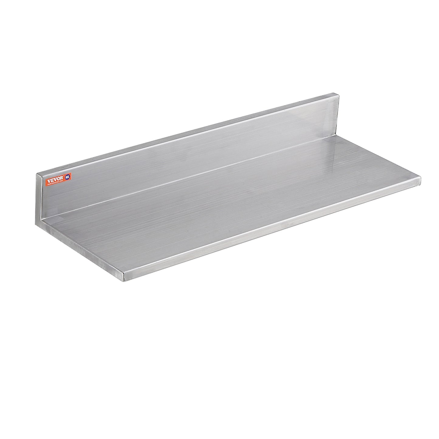 RVS Muurplank – Wandplank – Zwevende Plank – Opbergplank – Keukenplank – Roestvrij Staal – Met Achterwand – 62x22 cm – Draagvermogen 20 kg