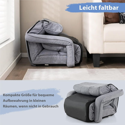 Relax Lounge Chair – Relaxstoel – Fauteuil – Ligstoel – Zitzak – Verstelbaar In 5 Posities – Linnen Bekleding – Inklapbaar – Ergonomisch Design – Max. 140 kg draagkracht – Grijs