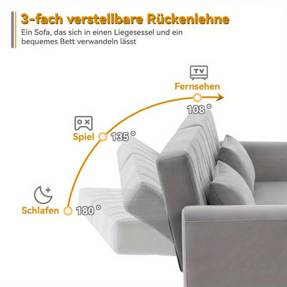 Slaapbank – Sofa Bed – Bedbank – 2-Zits Bank – Logeerbed – Velvet Bekleding – Ruimtebesparend Design – Zonder Elektriciteit