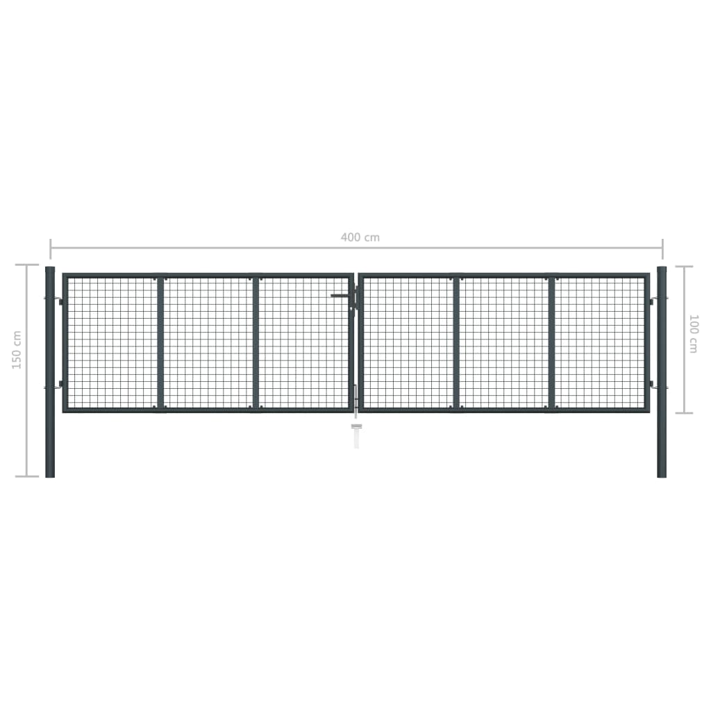 Tuingaas – Tuinpoort – Tuinafscheiding – Afsluiting – Gaashek – 400x150 cm – Gegalvaniseerd Staal – Roestbestendig