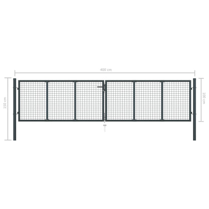 Tuingaas – Tuinpoort – Tuinafscheiding – Afsluiting – Gaashek – 400x150 cm – Gegalvaniseerd Staal – Roestbestendig